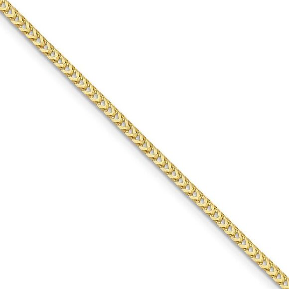 2mm 10k Yellow Gold Solid Franco Chain Necklace, 30 Inch - Picture 1 of 8